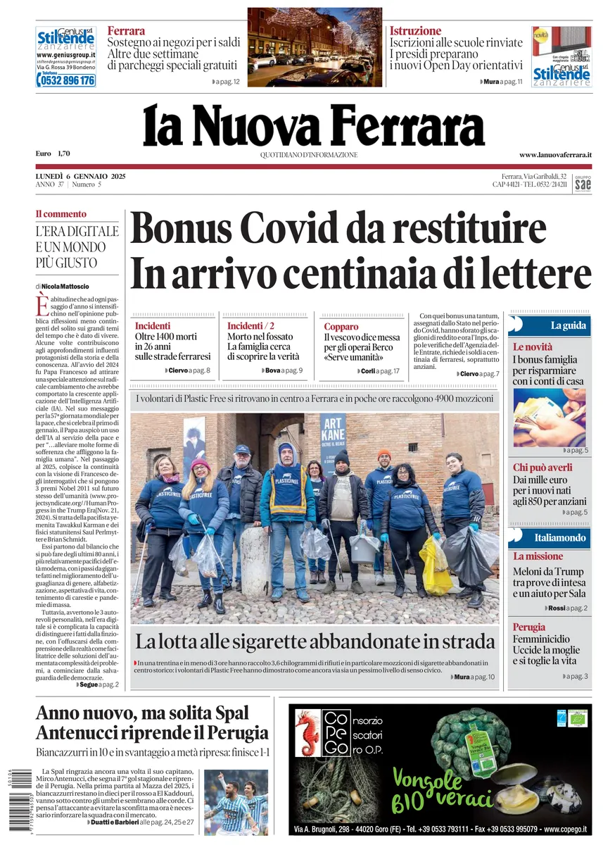 Prima-pagina-nuova ferrara-oggi-edizione-del-2025-01-06